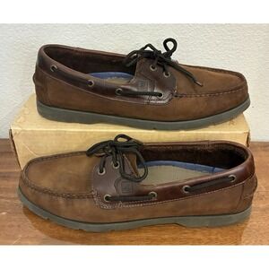Sperry Top Sider Leeward 2-Eye Boat Shoes Men 10.5M Casual Lace Up Leather Brown